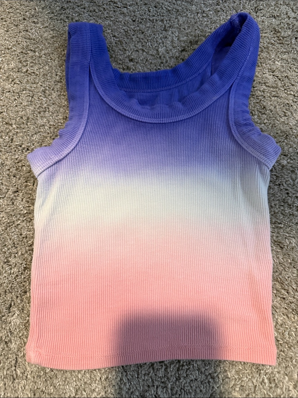 Katie J NYC Ombre cropped Ribbed Tank in Purple, White & Pink